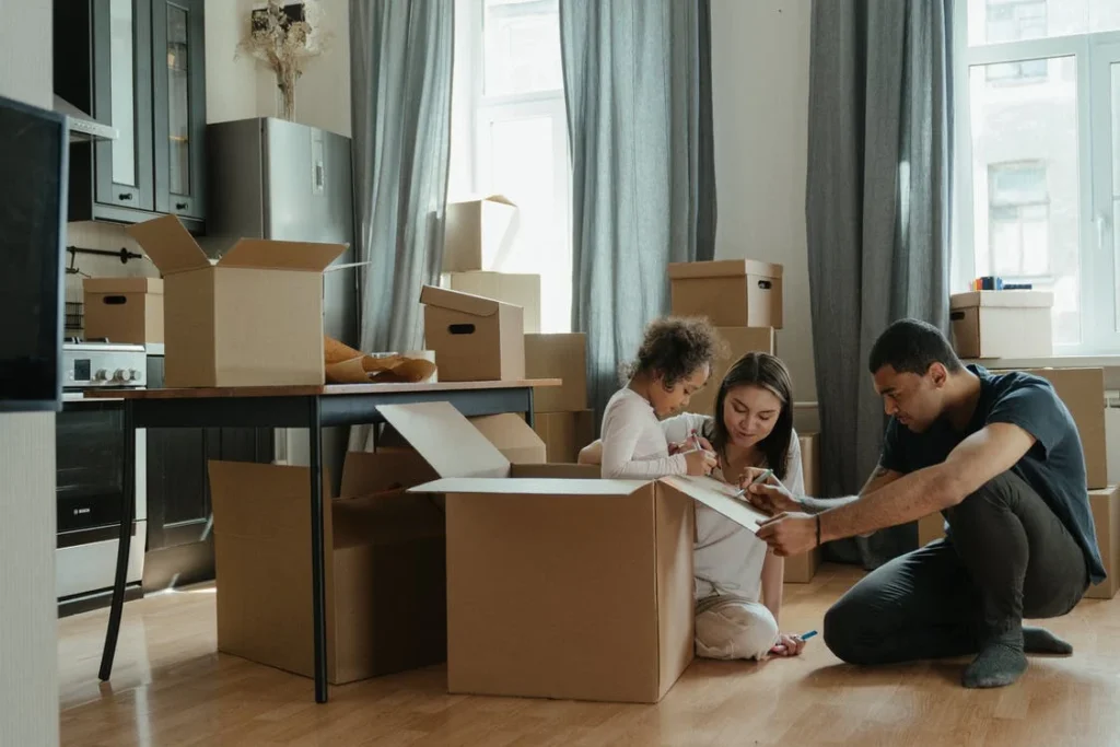 family moving on their own