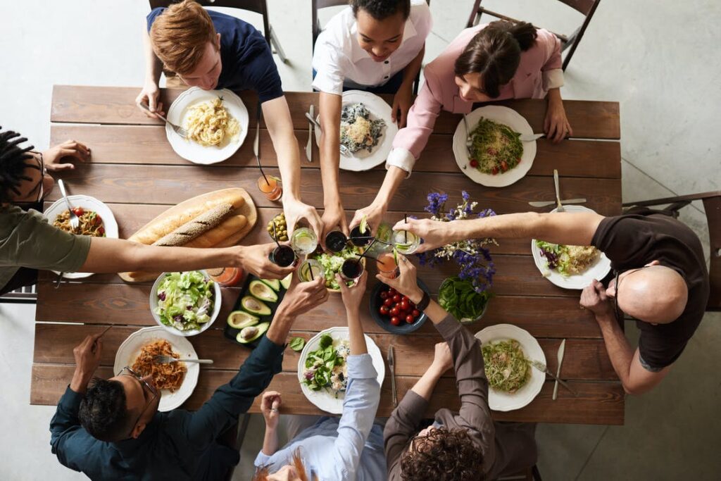Family making a toast